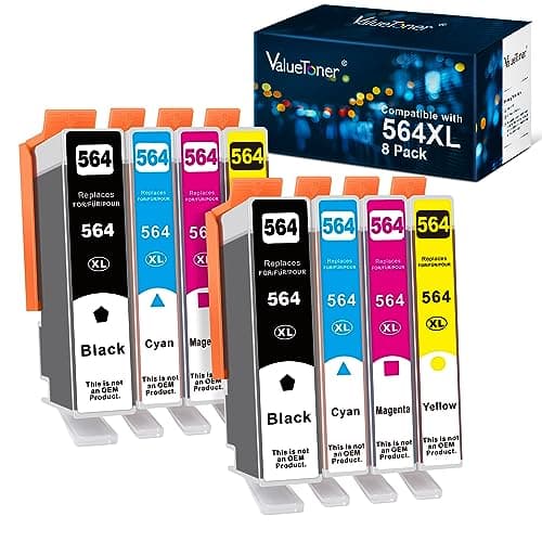 Valuetoner 564XL Ink Cartridges for HP Printers Compatible with HP 564 Ink Cartridges 564 XL High Yield for Photosmart 5520 6520 7520 7525 Officejet 4620 Deskjet 3500 Printer (8-Pack, 2 BK & 2 C/M/Y) - Image 1