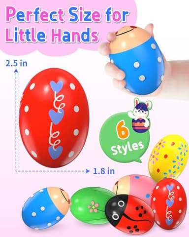 6 Pack Wooden Percussion Musical Shaker, Toddlers Stocking Stuffers, Baby Christmas Stocking Easter Basket Stuffers Egg Fillers Easter Gifts Montessori Toys for Kids Boys Girls - Image 6