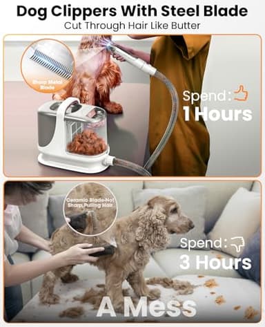 oneisall Dog Grooming Vacuum, 13000Pa Powerful 3L Dust Cup Pet Grooming Vacuum with Dog Clippers & Shedding Brush 7 Dog Grooming Kit, 3L Dust Cup, Super Quiet, 3 Suction Levels, BM3 - Image 4