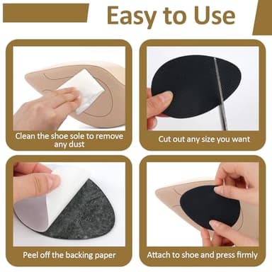 PEASUG 24PcsThick Anti Slip Shoe Grips on Bottom of Shoes, Self Adhesive Non Slip Shoe Pads Stickers, 1mm Rubber High Heels Non-Skid Shoes Gummi Sole Protector, Black - Image 4