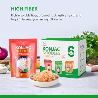 Soeos Konjac Noodles, Shirataki Noodle, Low Calorie, Low Carb, Keto and Paleo Friendly, 3 Variety Noodles, Fettuccine, Angel Hair, Spaghetti, 8.8 oz (250 g)*6 - Image 4