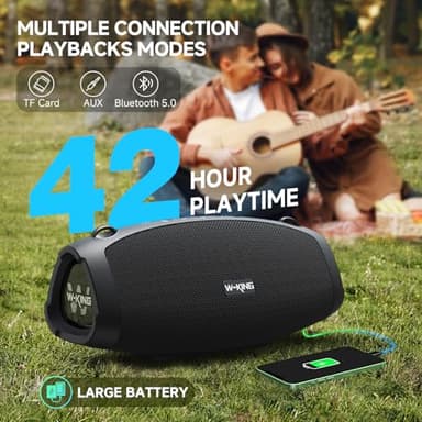W-KING Portable Speakers Bluetooth Wireless, 120W Max Loud Waterproof Bluetooth Speaker Boombox, IPX6 Party Large Outdoor Speaker,70W Triple Passive Radiator/Subwoofer*2-Deep Bass/DSP/2 Pairing/42H/EQ - Image 7