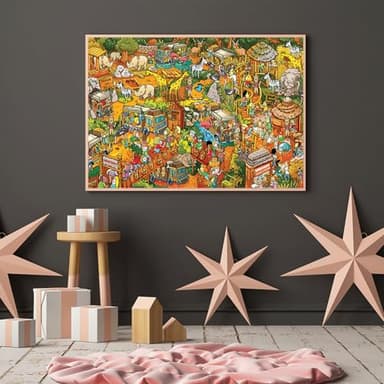 Jigsaw Puzzles for Adults, 1000 Pieces Animal Paradise Puzzle, Cartoon Painting Challenging Puzzles for Family Activity Game Nights Gifts Fidget Stress Relief - Image 4