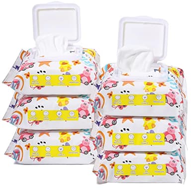 HAPPY BUM - 180 Count Saline Baby Wipes, Unscented, 7.4 x 7.2 Inch, Moist and Refreshing, Multi-Purpose Use, Ideal for Travel - Image 9