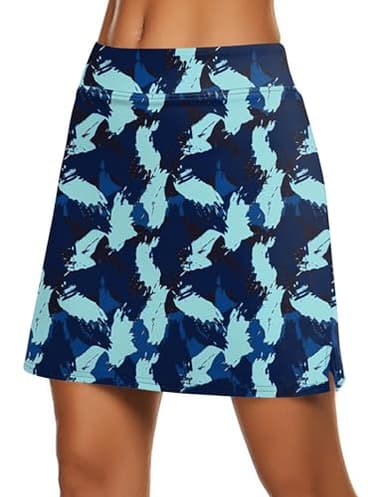 Women's Boho Skirts Floral Skirt High Waist Athletic Skort Black Tennis Golf Skirt - Image 4