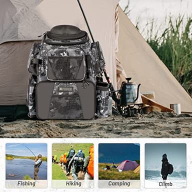 X Strike Fishing Tackle Backpack, 48L Large Fishing Bag with Rod Holders, 4 Tackle Box and Protective Rain Cover, Waterproof Tackle Storage Bag for Fishing, Camping, Hiking, Hunting. - Image 7