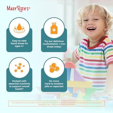 MaryRuth Organics Multivitamin & Multimineral with Iron for Toddlers | USDA Organic | Sugar Free | Multivitamin Liquid Drops for Kids Ages 1-3 | Immune Support | Vegan | Non-GMO | 2 Fl Oz - Image 6