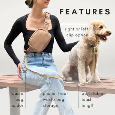 Hands Free Leash and Belt Bag | Cream, Leash Only - Image 5