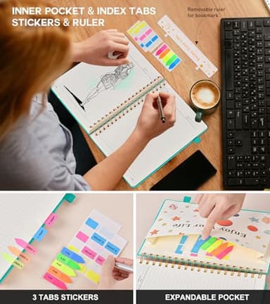 Spiral Notebook Journal for Women Men, 300 Numbered Lined Pages, College Ruled, A5 Hardcover Spiral Bound Notebook for School, Work, Note Taking Writing, Leather Spiral Journal Medium 5.9"x8.5" - Image 6