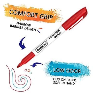 Shuttle Art 30 Colors Permanent Markers, Fine Point, Assorted Colors, Works on Plastic,Wood,Stone,Metal and Glass for Kids Adult Coloring Doodling Marking - Image 4