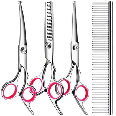 TINMARDA 5 in1 Dog Grooming Scissors Kit, Professional Dog Scissors for Grooming with Safety Round Tips, Titanium Coated Grooming Shears for Dogs Cat Pet At Home - Image 1