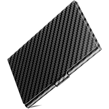 DMFLY Slim Minimalist Business Card Holder for Men & Women, Premium Metal Business Card Case, Pocket Name Card Holder, Buckle Style Shut, Classy Black - Image 1