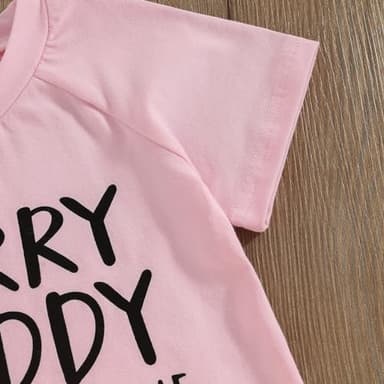 Fernvia Toddler Girls Clothes 1T 2T 3T 4T 5T Summer Outfits Baby Kids Letter Short Sleeve T-Shirt Tops & Camouflage Shorts Sets (A-Pink, 6-12 Months) - Image 5