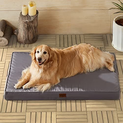 BFPETHOME Outdoor Dog Beds for Large Dogs, Waterproof Dog Bed for Medium, Large, Extra Large Dogs, Orthopedic Pet Bed with Removable Washable Cover, Egg Crate Foam Pet Bed Mat. (42 x 30 in, Grey) - Image 1