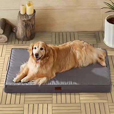 BFPETHOME Outdoor Dog Beds for Large Dogs, Waterproof Dog Bed for Medium, Large, Extra Large Dogs, Orthopedic Pet Bed with Removable Washable Cover, Egg Crate Foam Pet Bed Mat. (42 x 30 in, Grey) - Image 1