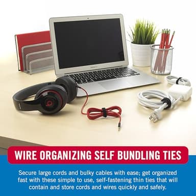 VELCRO Brand 150pk Cable Ties Value Pack, 8in | Stocking Stuffer Gifts for Tech Lovers | For Wire Management and Cord Organizer | Replace Zip Ties with Reusable Straps, Reduce Waste - Image 4