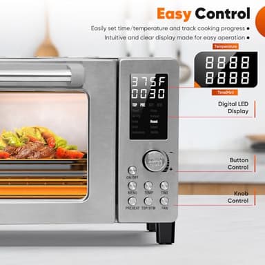 Nuwave Bravo Pro Convection Air Fryer Toaster Oven Combo, 2025 New and Improved, 10-in-1, 50°-450°F Temp Controls, Quick & Even Crisp Technology, 21Qt Capacity, Stainless Steel, PFAS Free - Image 5