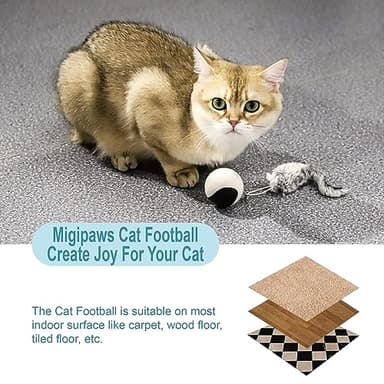 Migipaws Interactive Cat Ball Toy Set, Fun Tracker, Automatic Rolling Chase Ball with Fluffy Tail, A Small Mice, Rechargeable (White) - Image 9