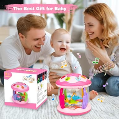 Aboosam Baby Girl Toys 6-12 Months: Babies Ocean Rotating Light Up Musical Toys 12-18 Months Crawling Learning Infant Toy for Toddlers 1 2 3 Years Old Baby Girl Gifts (Pink) - Image 6