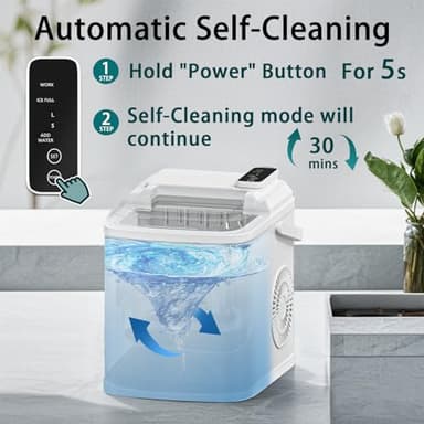 DollarDash 26LBS Per Day Portable Countertop Ice Maker, Self-Cleaning 2 Sizes of Bullet Ice Machine with Scoop and Basket, 9 Cubes in 6 min,Ideal for Home/Kitchen/Bar/Camping (Home, 26lbs/Day) - Image 5