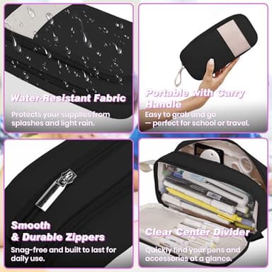 JAESITETER Big Capacity Pencil Case Aesthetic Pencil Case Office College School Large Storage High Capacity Pencile Pounch for Teen Girl Boy Men Women Design Large Pen Bag - Image 5