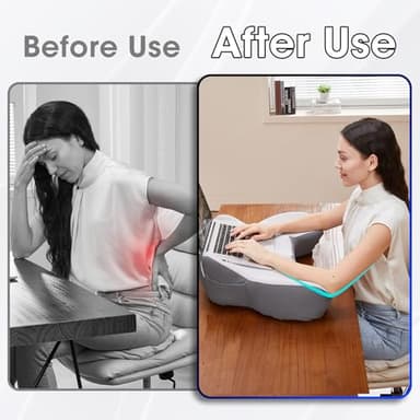 cooloo8 Lap Desk, Laptop Lap Desk Lap Desk with Cushion, Laptop Pillow for Lap, Portlands Portable Desk Pad, Gaming Pillow Work Pillow for Bed, Couch, Car(White Gray) - Image 2