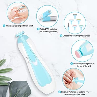 Baby Nail Trimmer Electric,Baby Nail Clippers, 6 in 1 Baby Nail File,Nail File Baby Grooming Kit Manicure Set for Toddler or Adults (Blue) - Image 6