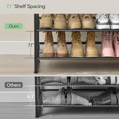 Nunsino Shoe Rack, Long Shoe Organizer,Max Holds 75 Pairs,12 Tier Metal Shoe Storage Shelf,6-Tier Stackable Shoes Organizer for Garage, Entryway,Black - Image 3