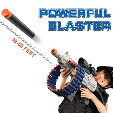 Electric Automatic Toy, JakMean Toy Blaster with 30 Dart Clips and 100 Foam Darts, Outdoor Shooting Games Toys for 6-12 Year Old Boys & Girls Adults, Gifts for Birthday Xmas (J3A) - Image 4