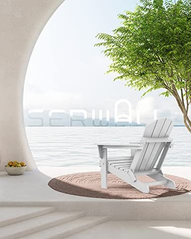 SERWALL Foldable Adirondack Chair Set of 2 for Patio Garden Outdoors Fire Pit-Space Grey - Image 2