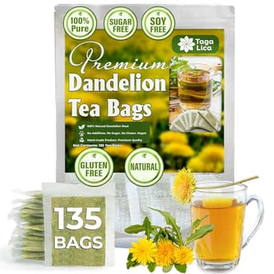 Tagalica, Premium 135 Dandelion Root Tea Bags, 100% Natural & Pure from Dandelion Root, Eco-Conscious Tea Bags, Herbal Tea. No Sugar, No Caffeine, No Gluten, Vegan - Image 1