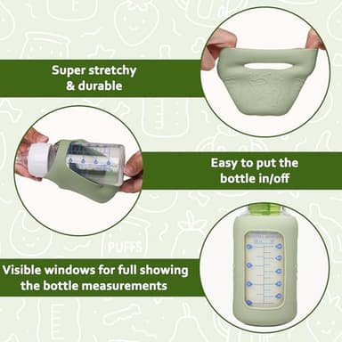 KingKam 4 Pack Silicone Sleeves for Dr. Brown's Glass Baby Bottles, Anti Breakage Baby Bottle Sleeves Holder, Compatible with Dr. Brown's Newborn Narrow Glass Baby Bottles 4oz - Image 5