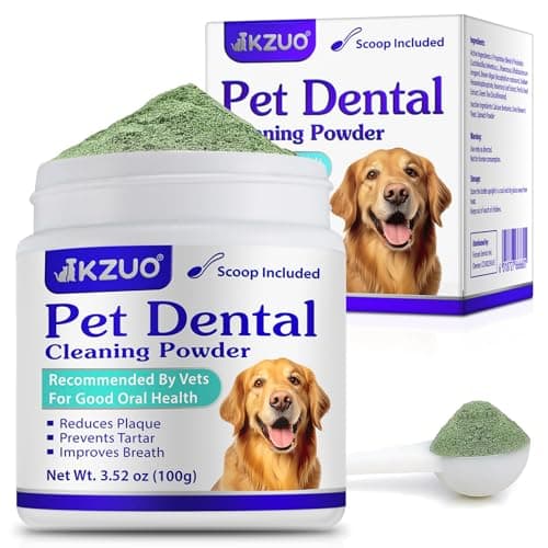 Dog Teeth Cleaning Powder - Dog Dental Powder - Plaque Off Pet Tooth Cleaning lab co - Targets Tartar & Reduces Plaque & Bad Breath - Teeth Cleaning Made Easy - Image 1