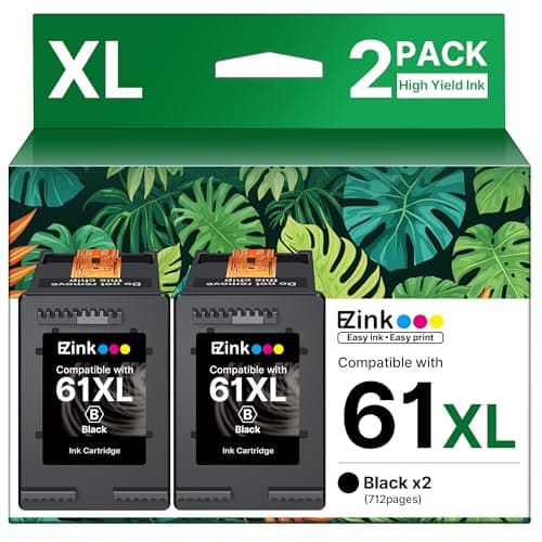 61XL Ink Cartridges Remanufactured Replacement for HP Ink 61, 61XL Ink Cartridges for HP Printers Envy 4500 5530 4502 4501 5535 OfficeJet 4630 4635 DeskJet 2540 1000 1010 1510 (2 Black) - Image 1