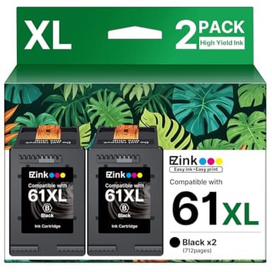 61XL Ink Cartridges Remanufactured Replacement for HP Ink 61, 61XL Ink Cartridges for HP Printers Envy 4500 5530 4502 4501 5535 OfficeJet 4630 4635 DeskJet 2540 1000 1010 1510 (2 Black) - Image 1