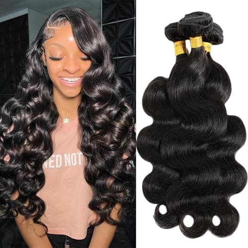 Human Hair Bundles Body Wave 20 22 24 Inch Bundles Human Hair 12A Brazilian Virgin 100% Unprocessed Quick Weave Hair Bundles for Black Women Natural Color