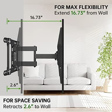 USX MOUNT Full Motion TV Wall Mount 42"-84" TVS, Fits 16" 18" or 24" Studs, Heavy Duty TV Mounts Bracket with Dual Articulating Arms Tilt Swivel Extension Max VESA 600x400mm, Weight Capacity 110lbs - Image 4