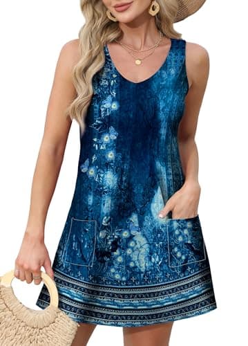 OFEEFAN Womens Summer Clothes Sleeveless Women's Casual Dresses Spring Dress Vintage Floral 26 L - Image 2