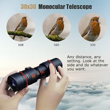 30x40 Monoculars for Adults High Powered, Compact Handheld Monocular Telescope for Smartphone, Mini Pocket Handheld Monocular with Flexible Tripod for Hunting, Star Gazing, Bird Watching, Travel - Image 3