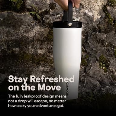 Corkcicle Go Cup XL - Leak-Proof Travel Tumbler - Triple Insulated Stainless Steel Water Bottle - Easy-Carry Handle - Summer Drinkware Gift - Keeps Drinks Ice Cold - 30 oz - Capri Blue - Image 7