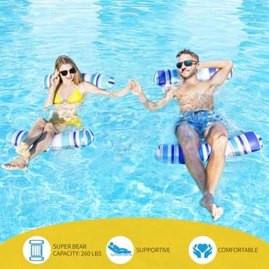 Pool Floats Adult - 2 Pack Inflatable Pool Floats Hammock, Multi-Purpose 4-in-1Pool Floats for Adults, Swimming Pool Water Hammock Lounge - Image 5