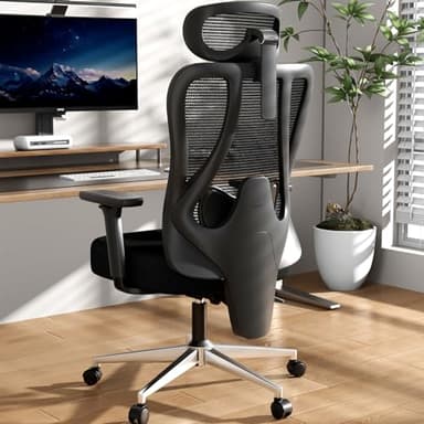 Hbada P3 Pro Ergonomic Office Chair with 2D Adjustable Lumbar Support, Office Desk Chair with 3D Adjustable Headrest and Armrests, 135° Stepless Tilt Function, Three-Layer Mesh, Black(No Footrest) - Image 1