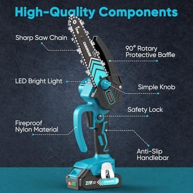 6 Inch Mini Chainsaw Cordless, Portable Electric Chainsaw, for Wood Cutting, Tree Trimming, Courtyard, Household, and Garden - Image 6