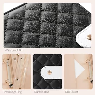 WOOMADA Travel Jewelry Organizer Case, Foldable Velvet Jewelry Storage Book with Clear Zipper Pouch for Rings, Necklaces, Earrings, Bracelets(Black) - Image 5