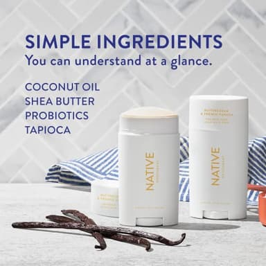 Native Aluminum-Free Clean Deodorant with Natural Derived Ingredients, 72HR odor control | Deodorant for Women and Men | Baking Soda, Coconut Oil, Shea Butter | Buttercream & Vanilla - Image 3
