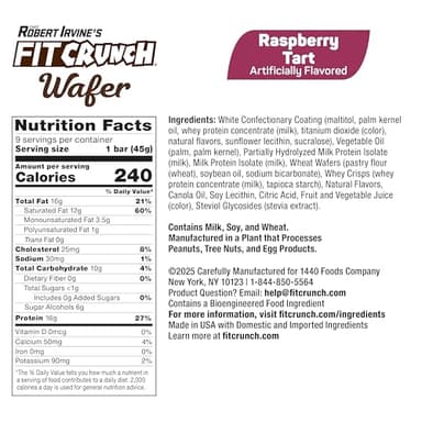 FITCRUNCH Wafer Protein Bars, Designed by Robert Irvine, 16g of Protein & 1g of Sugar (9 Bars, Raspberry Tart) - Image 2