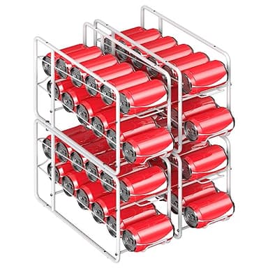 MOOACE 4 Pack Can Dispenser Rack, Stackable Can Storage Organizer Holder for Canned food Kitchen Cabinet Pantry Countertop, White - Image 8