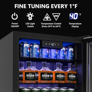Icyglee Beverage Refrigerator Cooler - 126 Can Mini Fridge with Glass Door for Soda Beer, Wine, Beverage Cooler for Home, Office, Bar with Adjustable Removable Shelves, Black - Image 4