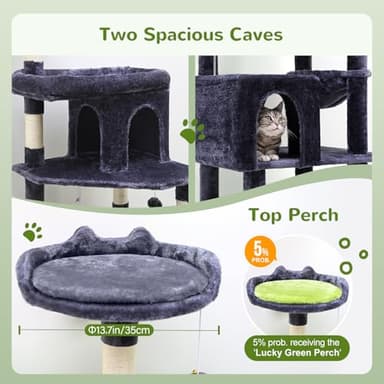 Globlazer Heavy Duty Cat Trees for Large Cats, Sturdy 72in Maine Coon Cat Tree for Large Cats 20 lbs+ Heavy Duty Cat Tower for Adult Biggest Cat with 6 Scratching Posts, Hammock, S72, Dark Gray - Image 4