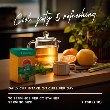 Gya Tea Co Citrus Mint Loose Leaf Tea - 5.29 Oz 70 Cups Herbal Rich in Peppermint, Vitamin C Lemon, Orange Peel for Immunity & Throat Comfort - Peppermint Fruit Leaves Loose Leaf - Image 2